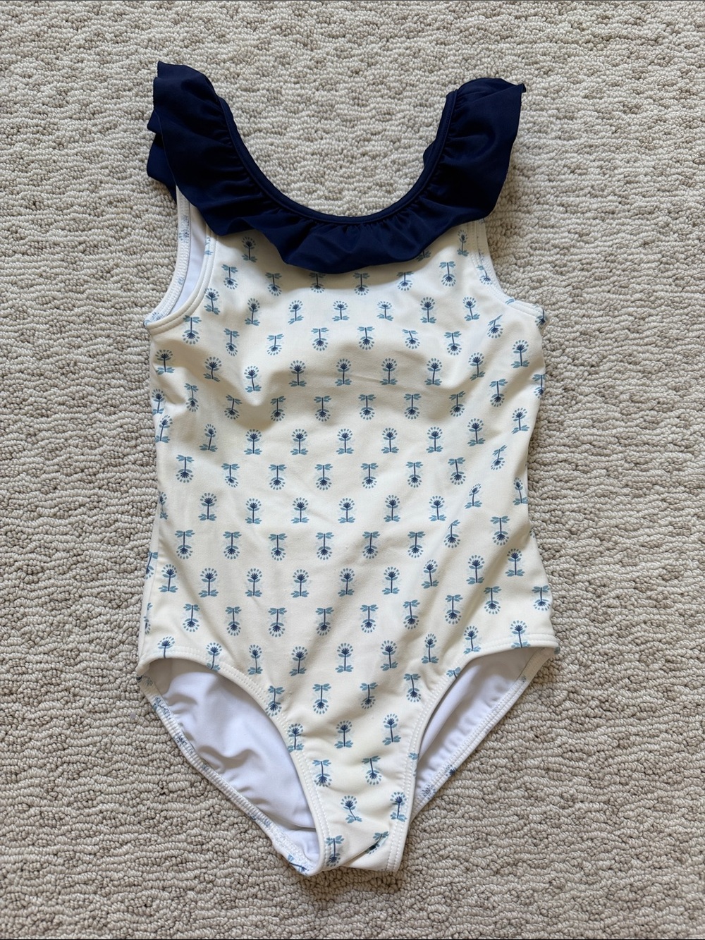 Minnow Navy Ruffle-Trim Floral One-Piece Swimsuit